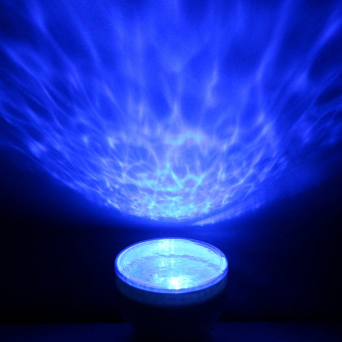 LED Ocean Wave Light Projector: blue, cyan decorative light projector, minimal style