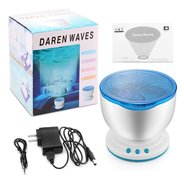 LED Ocean Wave Light Projector: blue, cyan decorative light projector, minimal style