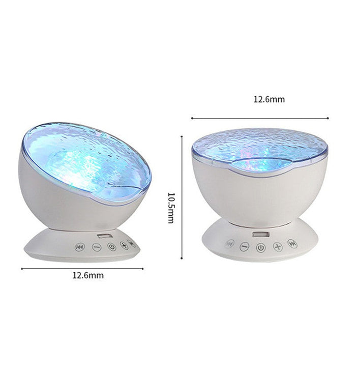 LED Ocean Wave Projector Speaker with Remote Control, High-Quality: white, blue ocean wave projector night light, modern deco