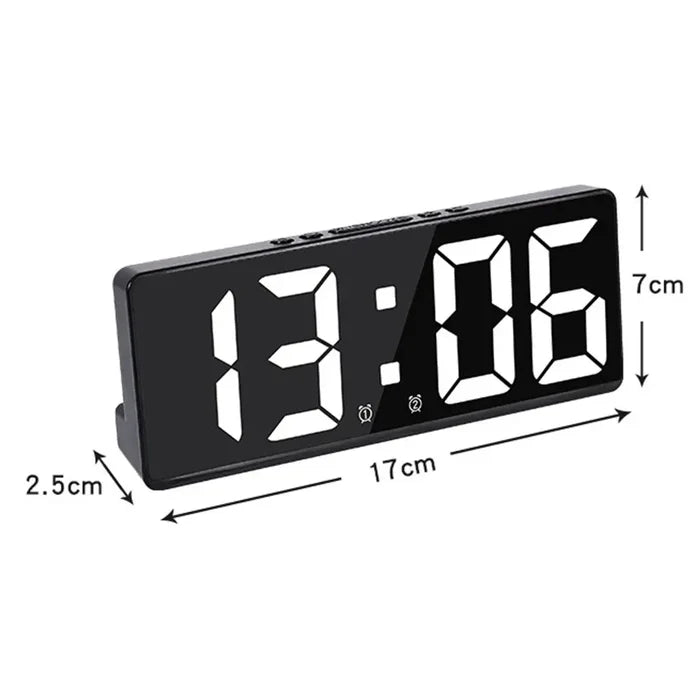 LED Temperature Schedule Reminder Clock: black, gray digital alarm clocks, minimal modern style