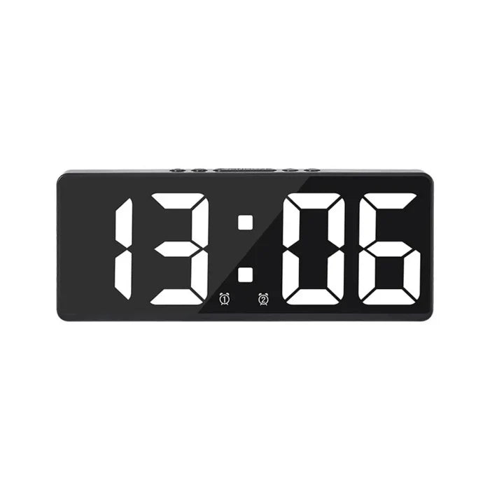LED Temperature Schedule Reminder Clock: black, gray digital alarm clocks, minimal modern style
