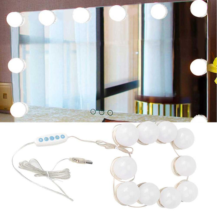 LED Vanity Table with Adjustable Brightness Lights, Set of 10 Bulbs: white, pink LED vanity mirror light strip, minimal vanit