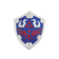 Legend of Zelda Hylian Shield Metal Models: blue, silver bird crest with triangular symbols, fantasy game-inspired crest styl