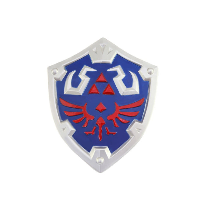 Legend of Zelda Hylian Shield Metal Models: blue, silver bird crest with triangular symbols, fantasy game-inspired crest styl