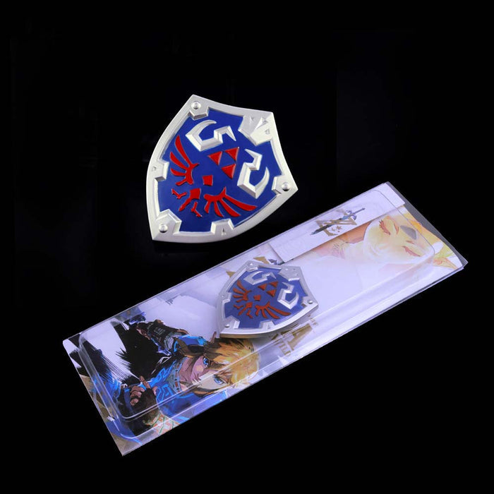 Legend of Zelda Hylian Shield Metal Models: blue, silver bird crest with triangular symbols, fantasy game-inspired crest styl