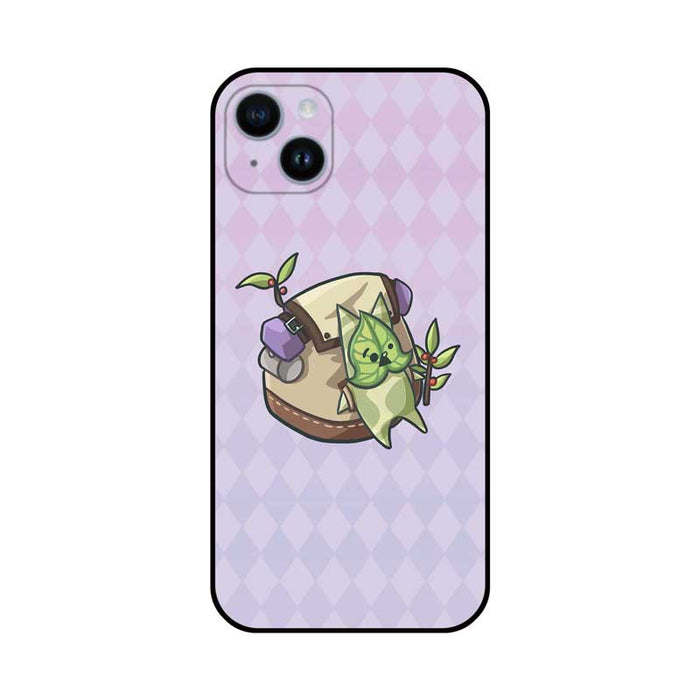 Legend of Zelda Korok Phone Case: pink, lavender cartoon plant-themed character, kawaii cartoon style