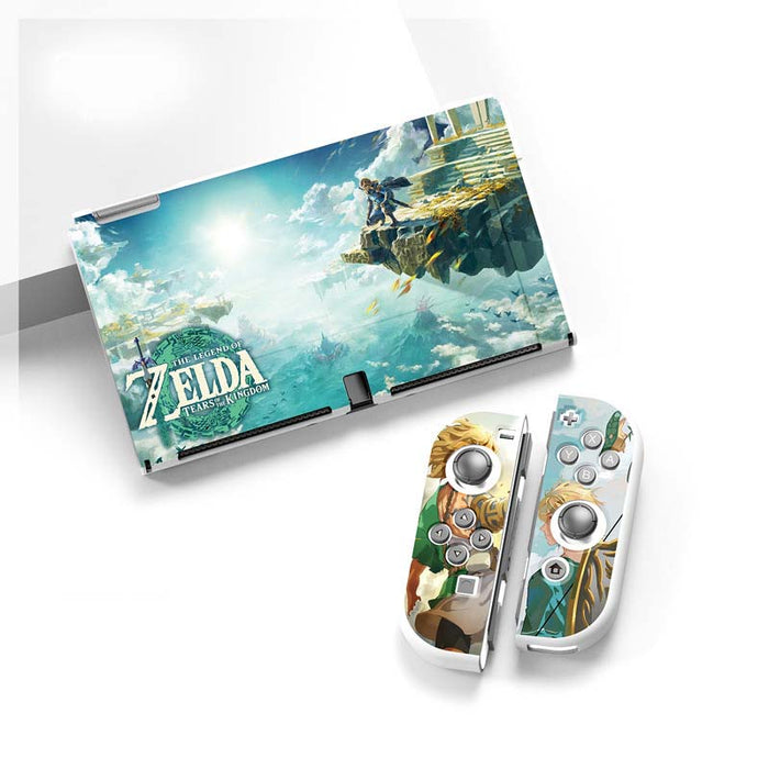 Legend of Zelda: TotK Switch Case: white, teal The Legend of Zelda: Tears of the Kingdom, fantasy game-themed graphic design