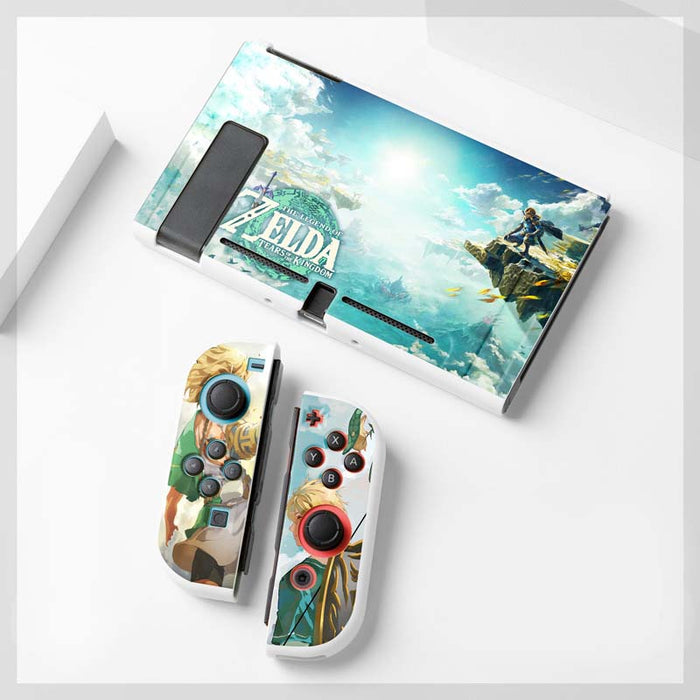 Legend of Zelda: TotK Switch Case: white, teal The Legend of Zelda: Tears of the Kingdom, fantasy game-themed graphic design