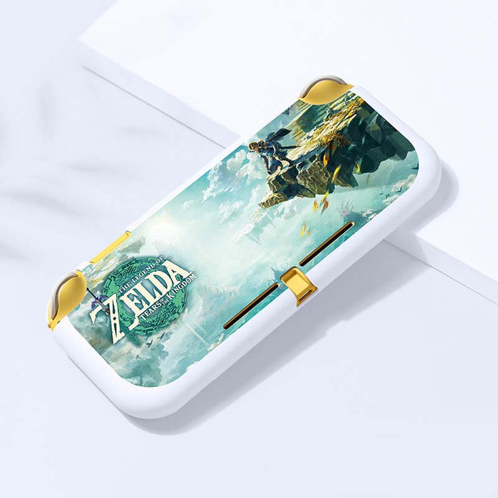 Legend of Zelda: TotK Switch Case: white, teal The Legend of Zelda: Tears of the Kingdom, fantasy game-themed graphic design