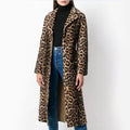 Leopard Print Faux Fur Coat for Women with Cinched Waist: tan, brown leopard print, bold animal-print fashion style