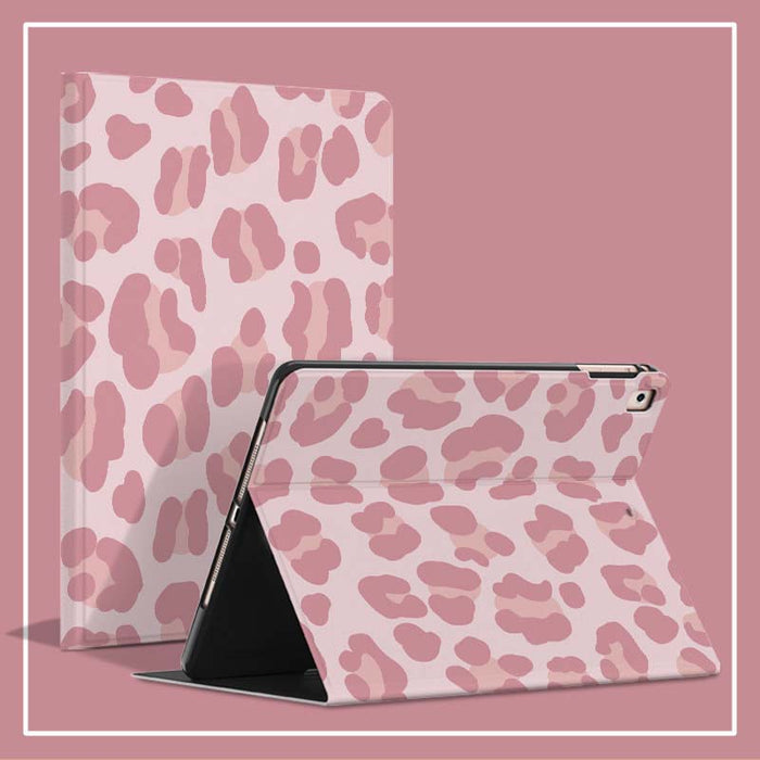 Leopard Print iPad Air Folio Case: light pink, dark pink pink leopard-like pattern, cartoon, patterned style