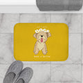 Life is Wonderful, Canines Enhance it Bath Mat: mustard yellow, beige cartoon dog