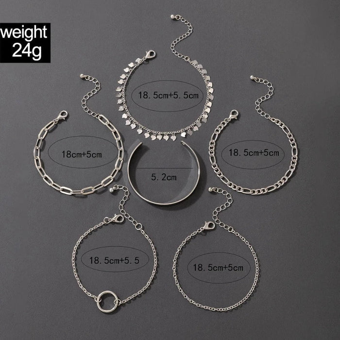 Link Chain Set, Embrace the Boho Vibe: gold, silver-toned accents bracelet set, minimal fashion jewelry style