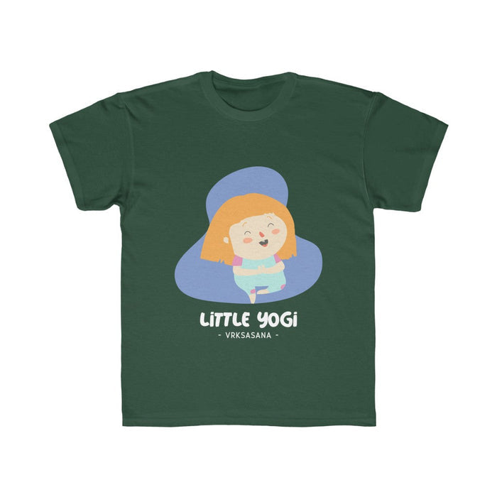 Little Yogi T-Shirt for Girls: navy blue, light blue cartoon child/yogi character