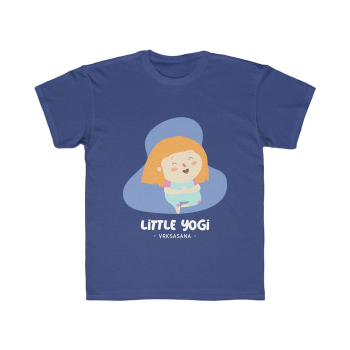 Little Yogi T-Shirt for Girls: navy blue, light blue cartoon child/yogi character
