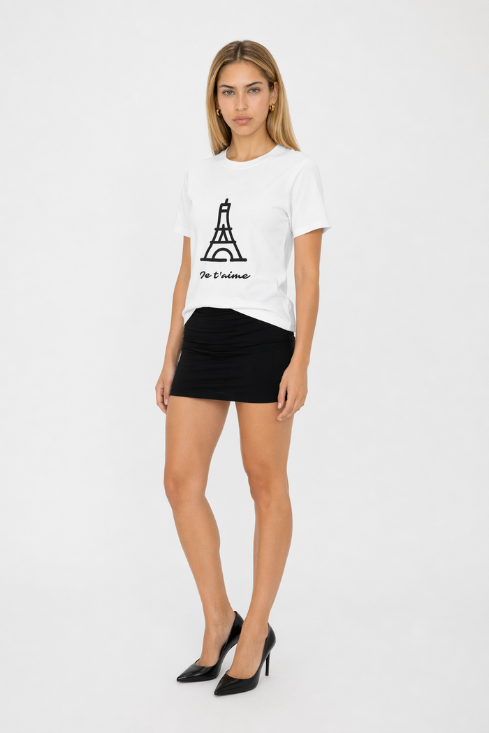 Logo T-Shirt for Women with 'Je T'aime' Message White