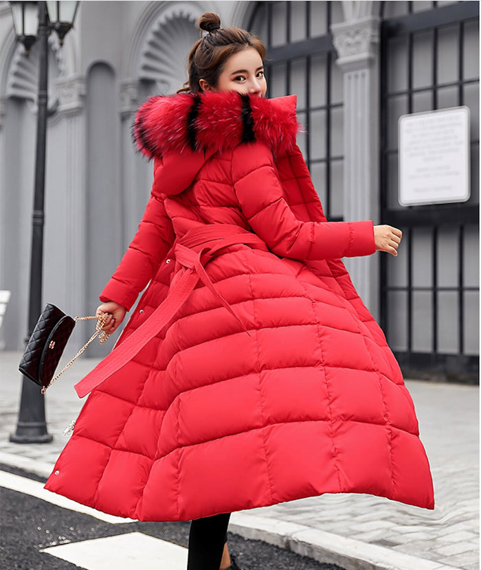 Long Coat for Women with Detachable Faux Fur Hood: dark olive green, black long hooded puffer coat, casual winter streetwear