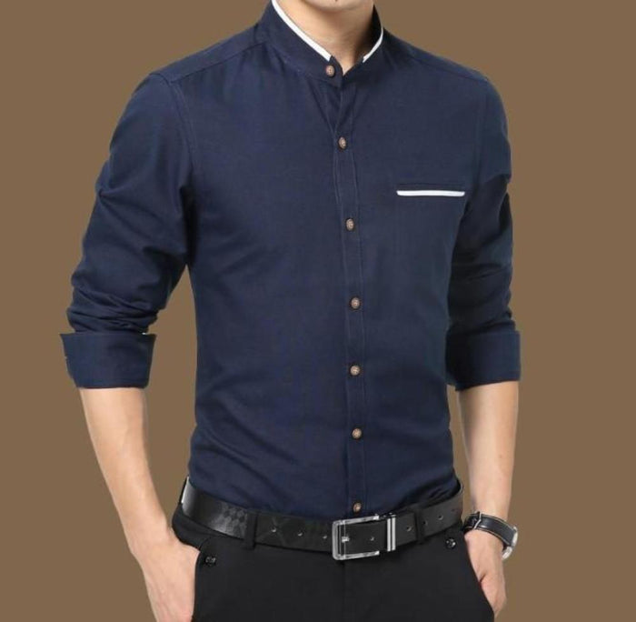 Long Sleeve Button Front Shirt for Men with Mandarin Collar: white, black button-up shirt, minimal style