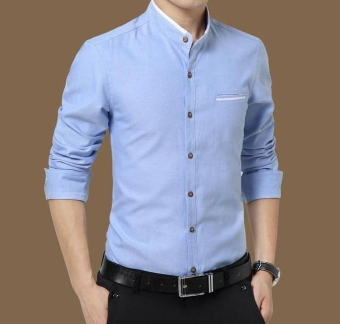 Long Sleeve Button Front Shirt for Men with Mandarin Collar: white, black button-up shirt, minimal style