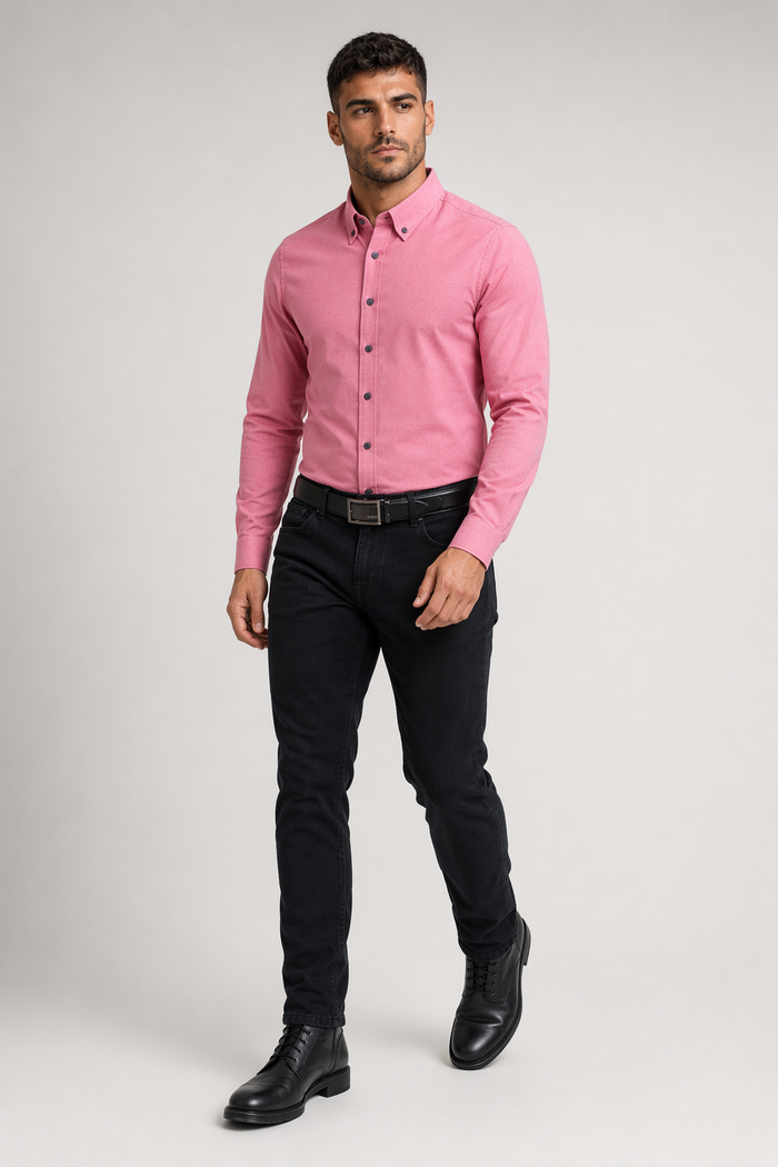 Long Sleeve Oxford Shirt for Men - Updated Title Red