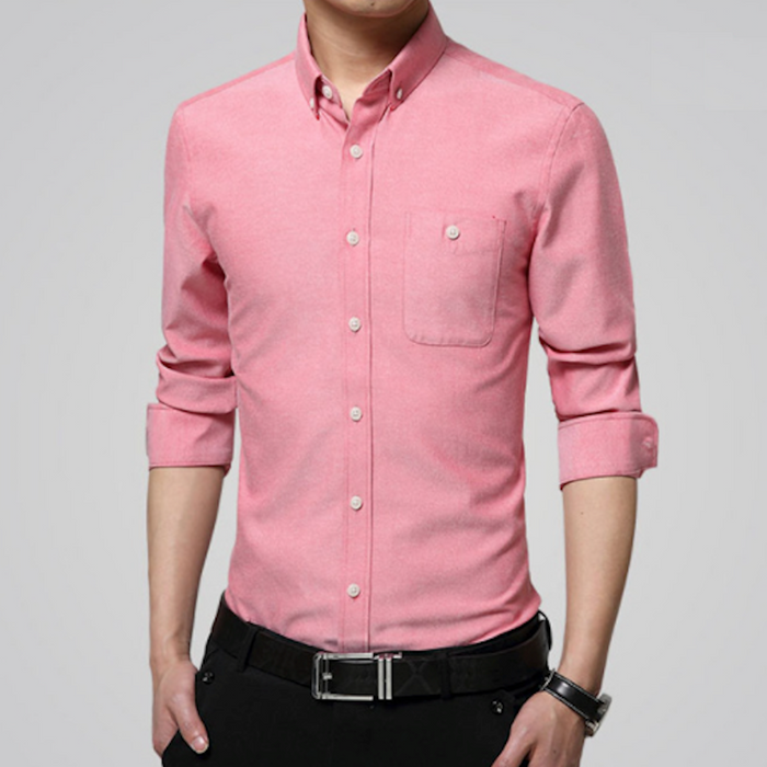 Long Sleeve Oxford Shirt for Men: Retaining Clarity and Distinction: pink, white button-down shirt, minimal style