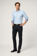 Long Sleeve Plaid Shirt for Men with Unique Inner Accents Blue