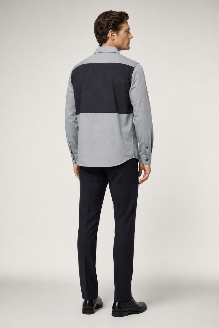 Long Sleeve Two-Toned Casual Men's Shirt Gray