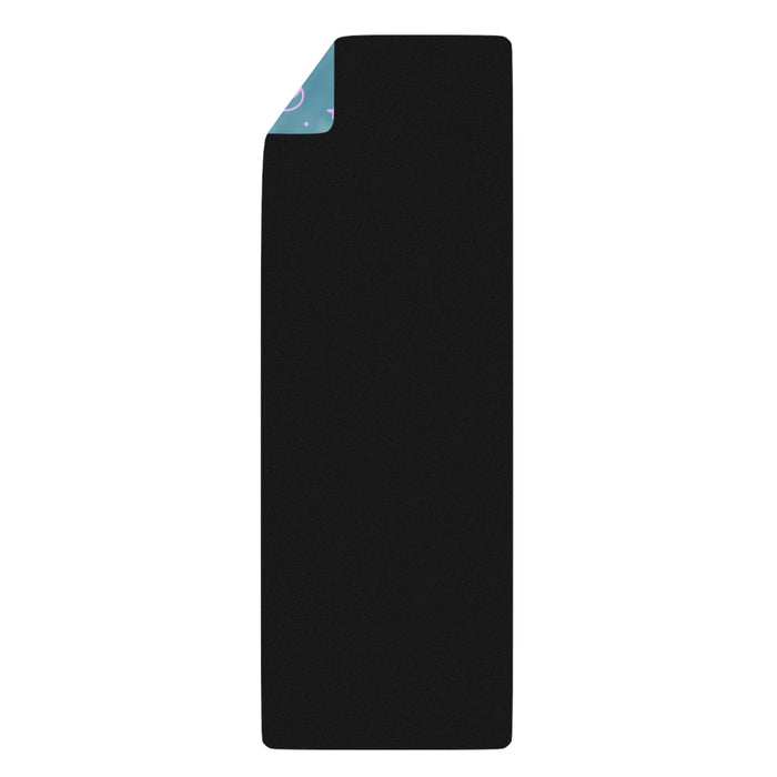 Lotus Yoga Mat for a Calming Floating Experience: sky blue, white cloudy sky with flowers, stars, crescent moon, and sparkles
