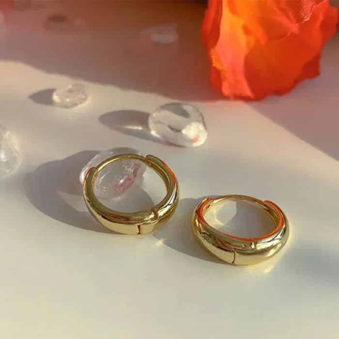 Love Circle Earrings: gold, silver pair of hoop earrings, minimal style