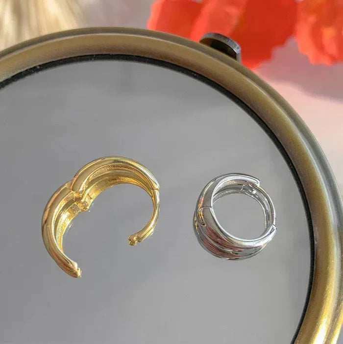 Love Circle Earrings: gold, silver pair of hoop earrings, minimal style