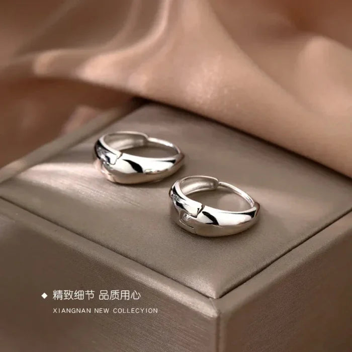 Love Circle Earrings: gold, silver pair of hoop earrings, minimal style