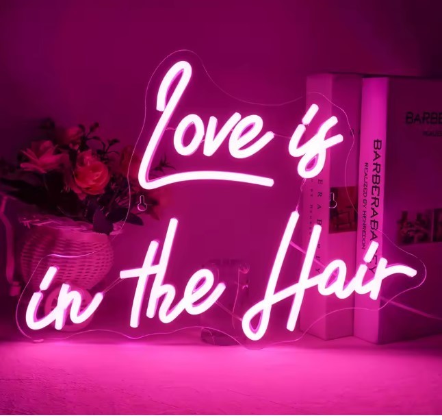 Love is in The Hair Neon Sign Wall Decor LED Light Hanging Art Neon Sign