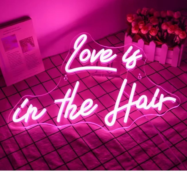 Love is in The Hair Neon Sign Wall Decor LED Light Hanging Art Neon Sign