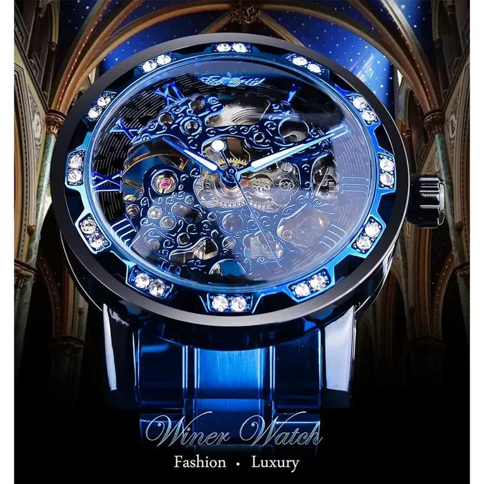 Luxury Blue Stainless Steel Mechanical Watch