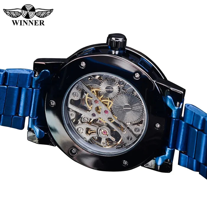 Luxury Blue Stainless Steel Mechanical Watch