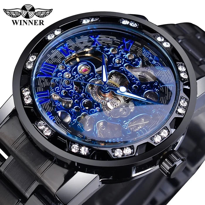 Luxury Blue Stainless Steel Mechanical Watch