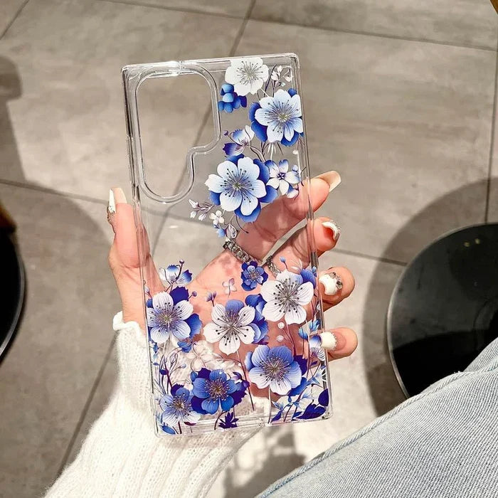 Luxury Flower Pattern Transparent Phone Cases for Samsung