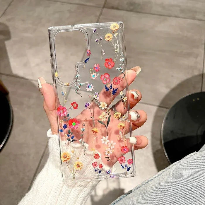 Luxury Flower Pattern Transparent Phone Cases for Samsung