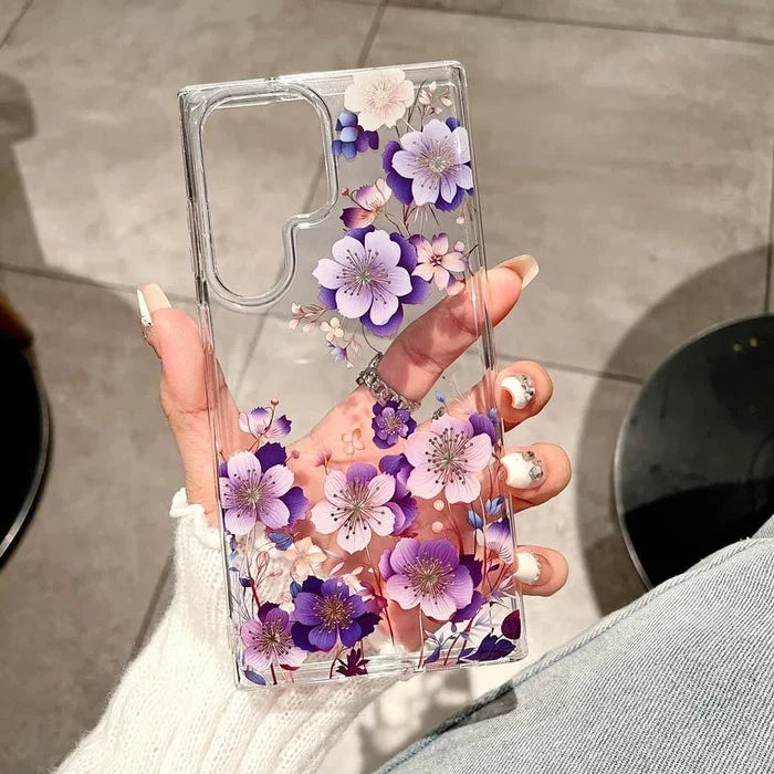 Luxury Flower Pattern Transparent Phone Cases for Samsung
