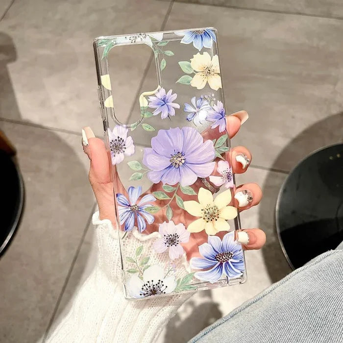 Luxury Flower Pattern Transparent Phone Cases for Samsung