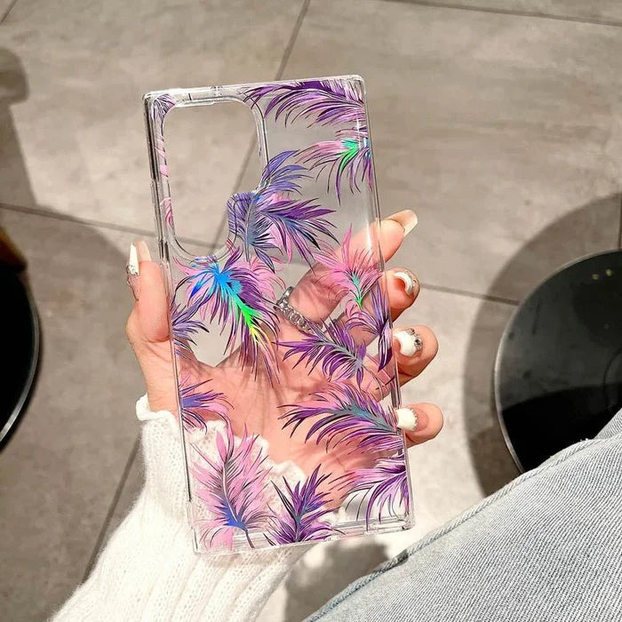 Luxury Flower Pattern Transparent Phone Cases for Samsung