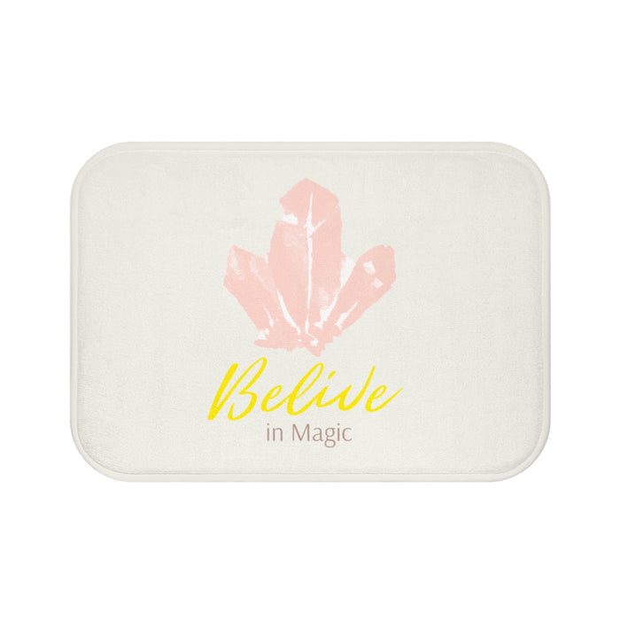 Magic Bath Mat: Embrace the Power of Crystals for an Enchanting Experience: off-white, pink pink crystal illustration with "B