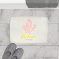 Magic Bath Mat: Embrace the Power of Crystals for an Enchanting Experience: off-white, pink pink crystal illustration with "B