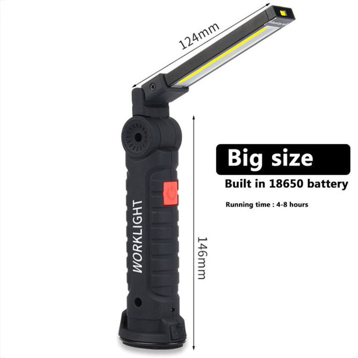 Magnetic Base Flashlight, Portable and Convenient: black, gray portable work light/flashlight, utilitarian industrial style
