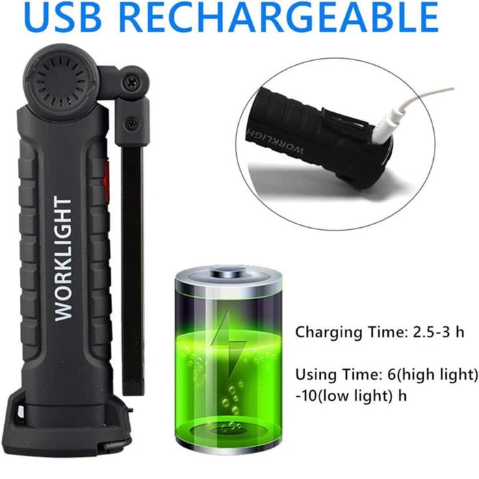 Magnetic Base Flashlight, Portable and Convenient: black, gray portable work light/flashlight, utilitarian industrial style
