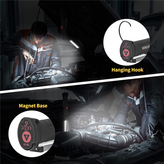 Magnetic Base Flashlight, Portable and Convenient: black, gray portable work light/flashlight, utilitarian industrial style