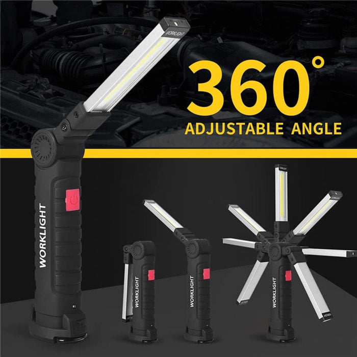 Magnetic Base Flashlight, Portable and Convenient: black, gray portable work light/flashlight, utilitarian industrial style