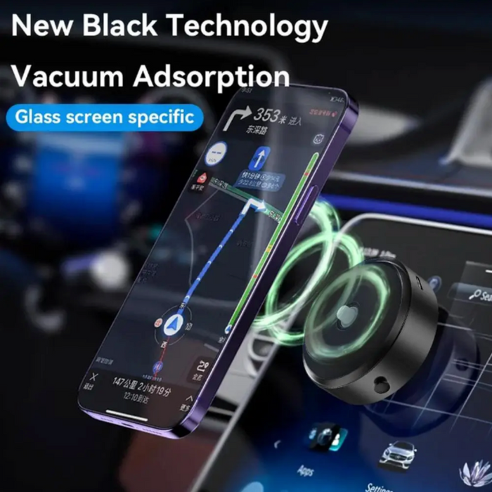Magnetic Car Mount Holder for Mobile Phones with Vacuum Adsorption: black, purple car phone mount/holder, modern tech promoti