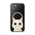 Magnetic Clear Case for iPhone Series with a White Cat Design: clear, black cat, kawaii cartoon style