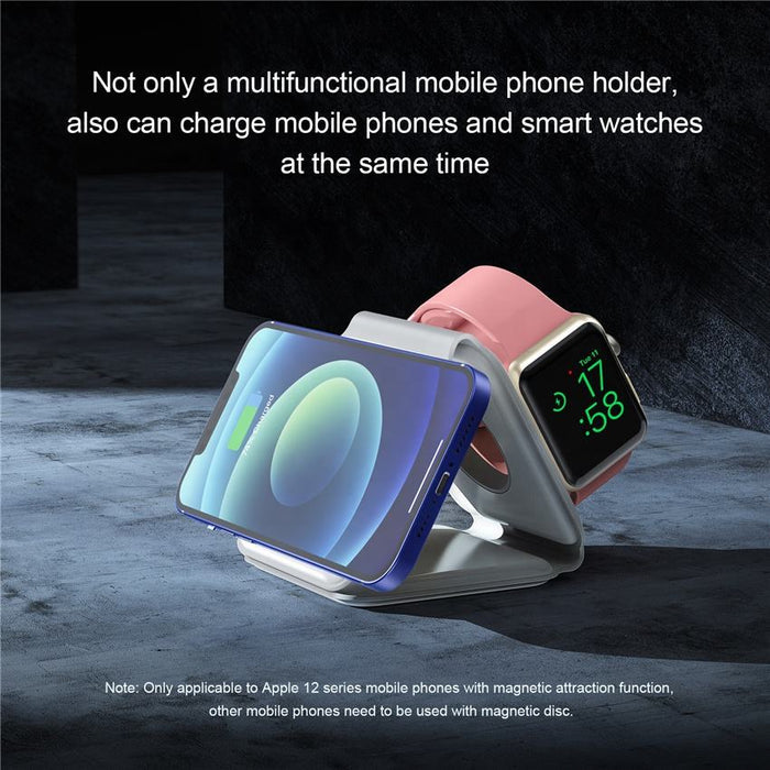 Magnetic Foldable Charger for Multiple Devices: black, dark gray foldable magnetic phone stand/charger, minimal modern style